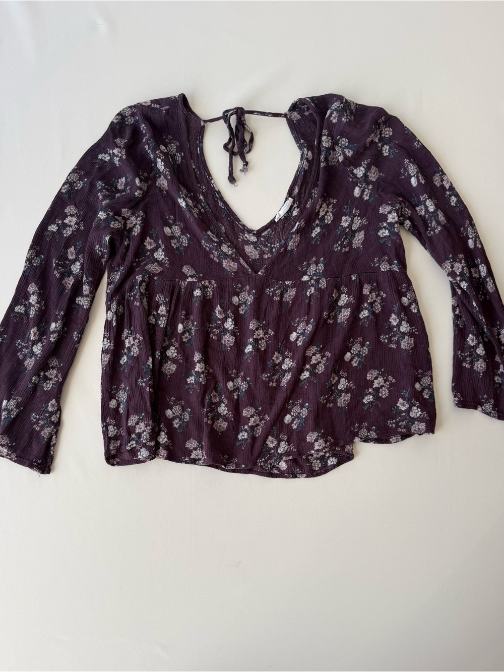 Full Tilt Plum Floral Peasant Blouse